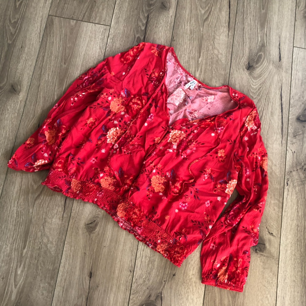 Mudd Colorful Flower Print Crop Top
